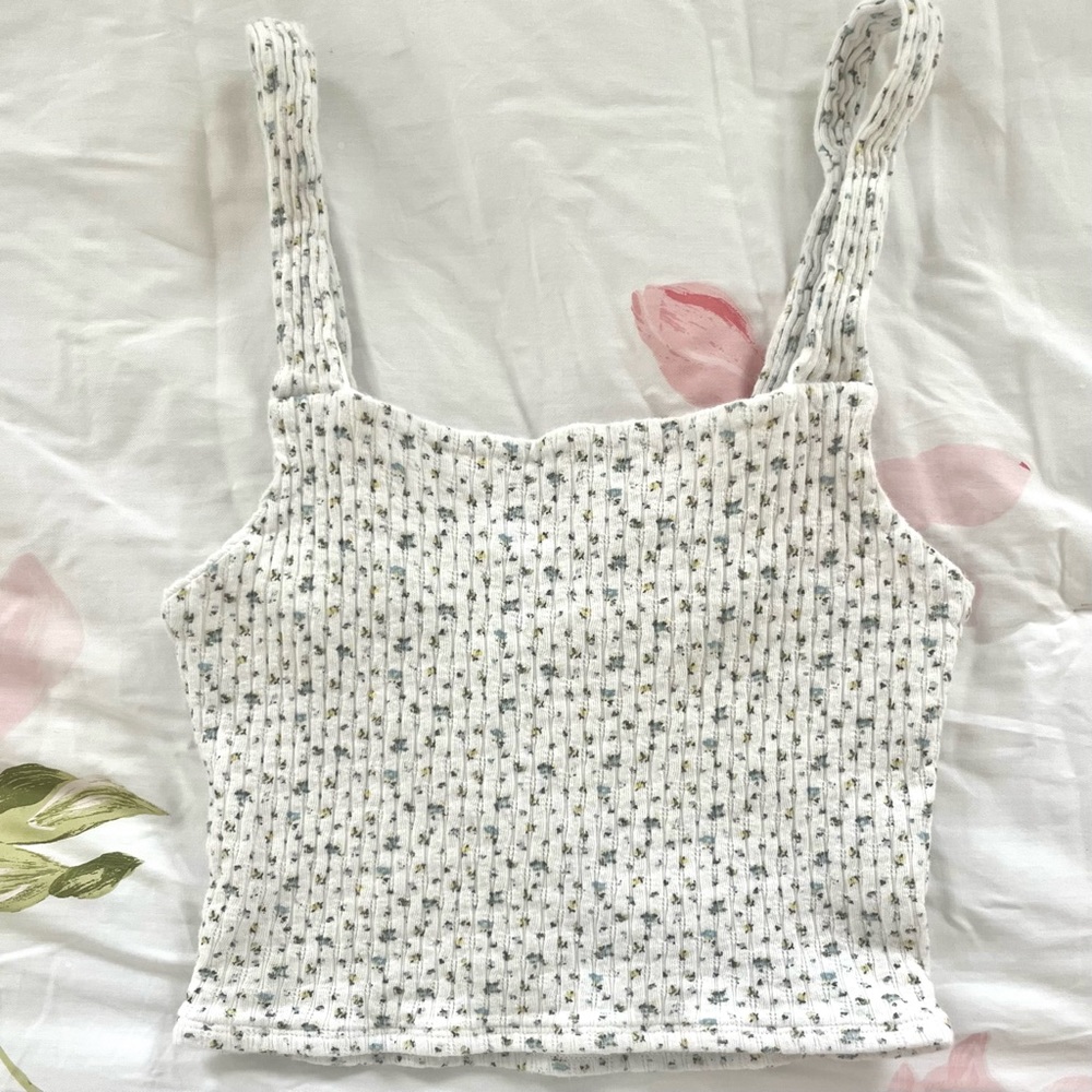 floral square neck tank